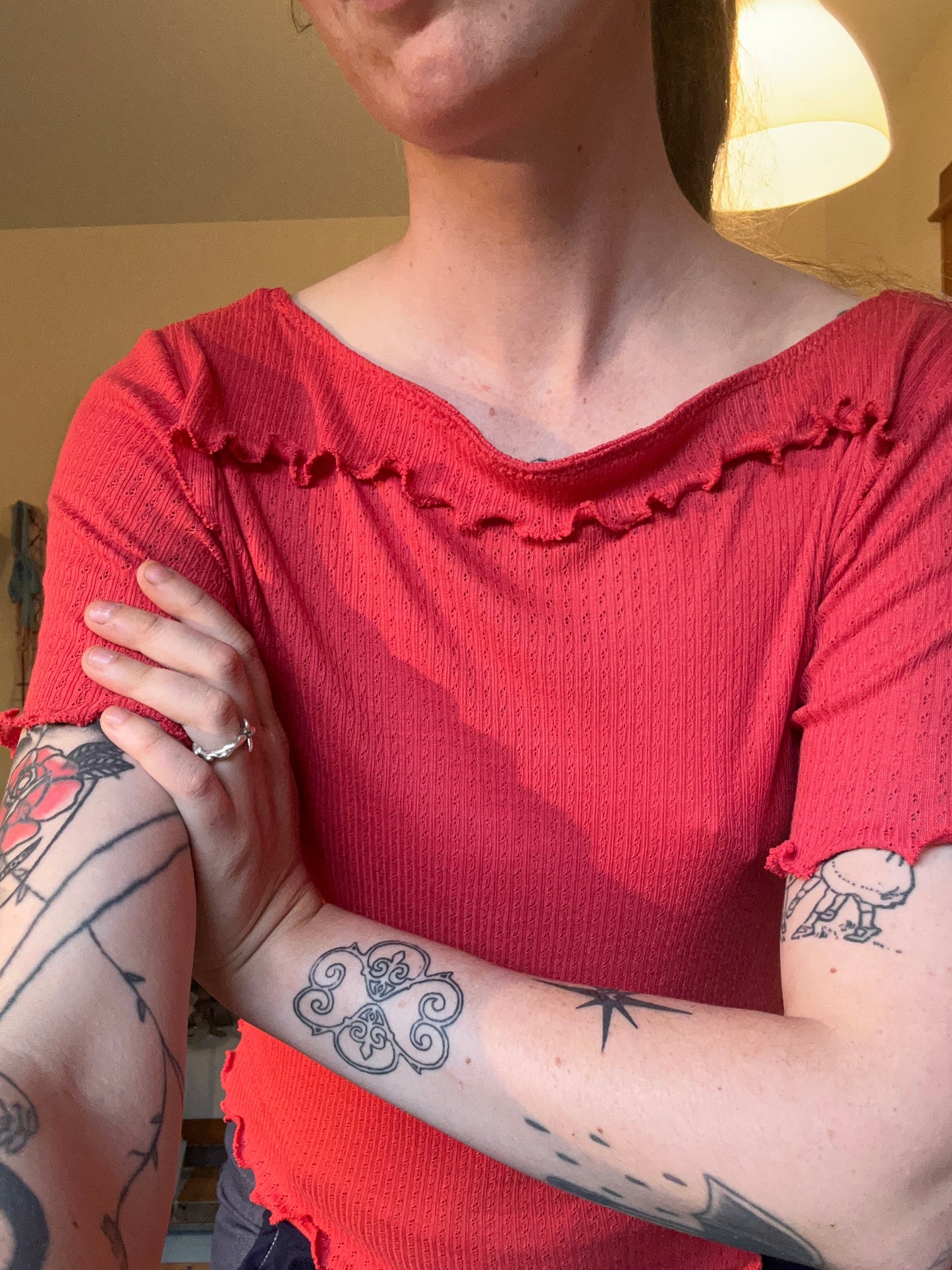 Ruffle Tee - Cherry