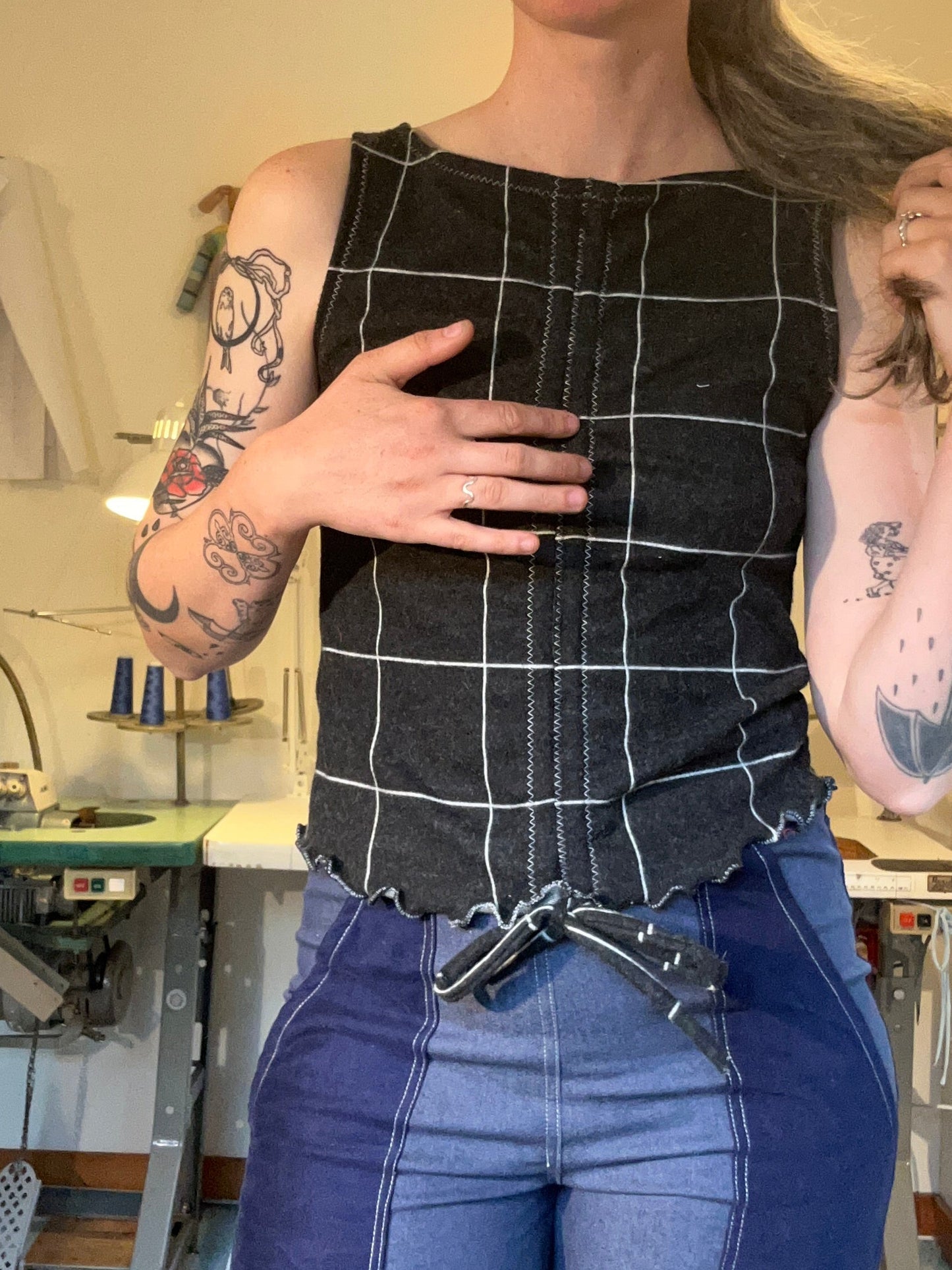 Scrunchie Tank - Windowpanes