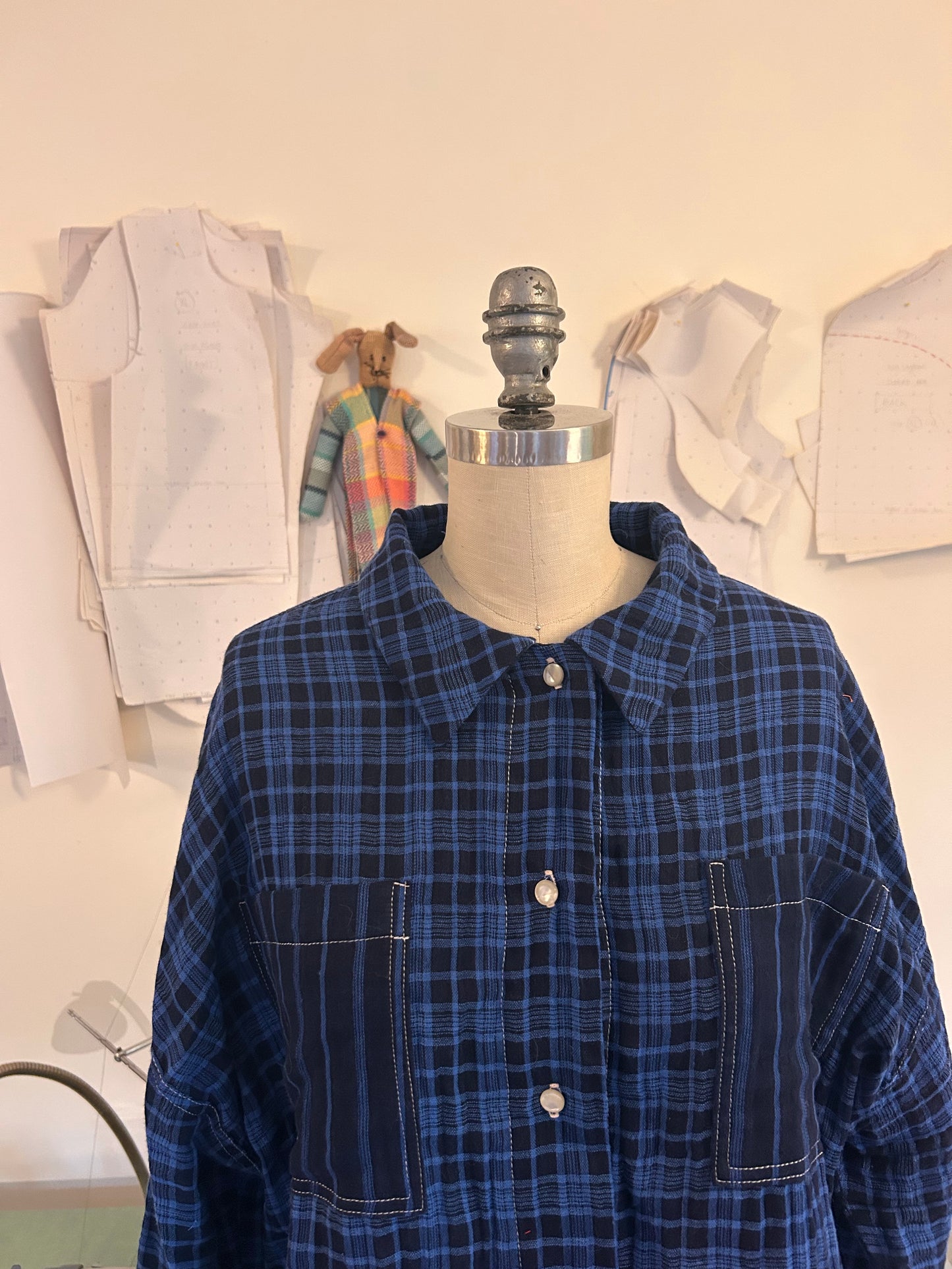 Trapeze Shirt - Blue Plaid