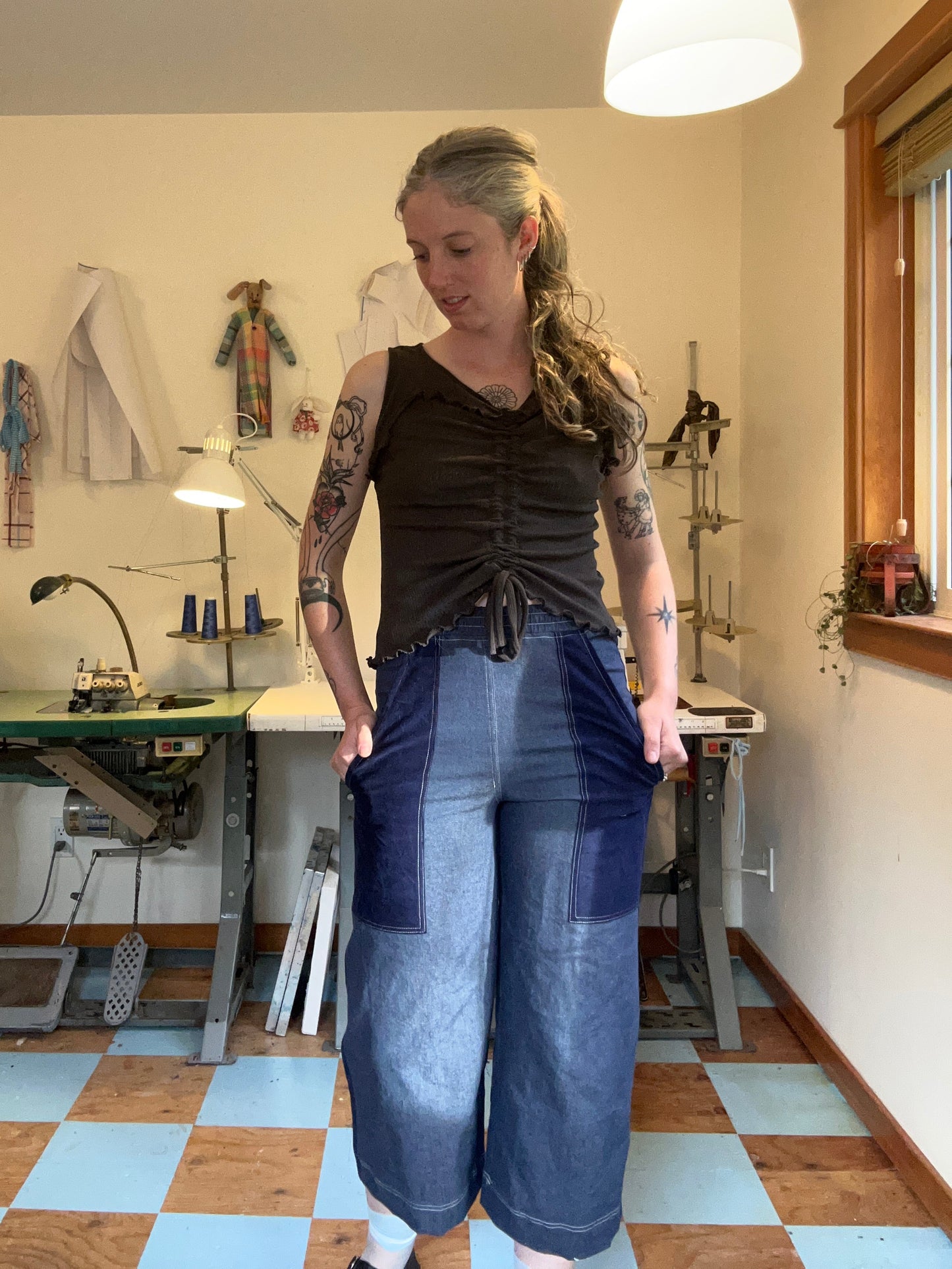 Ruffle Tank - Storm Cloud