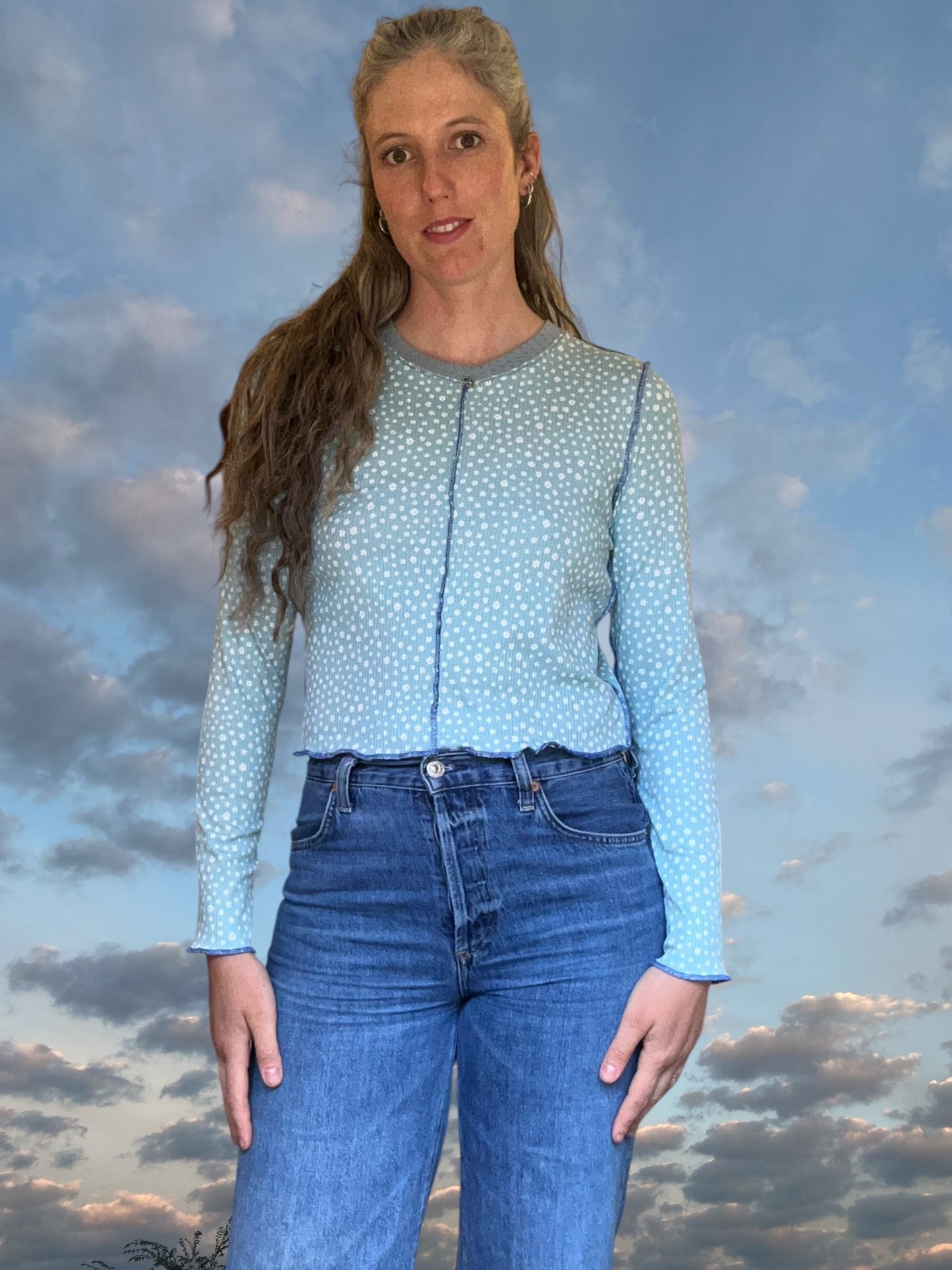 Ribbed Longsleeve - Blueberry Floral