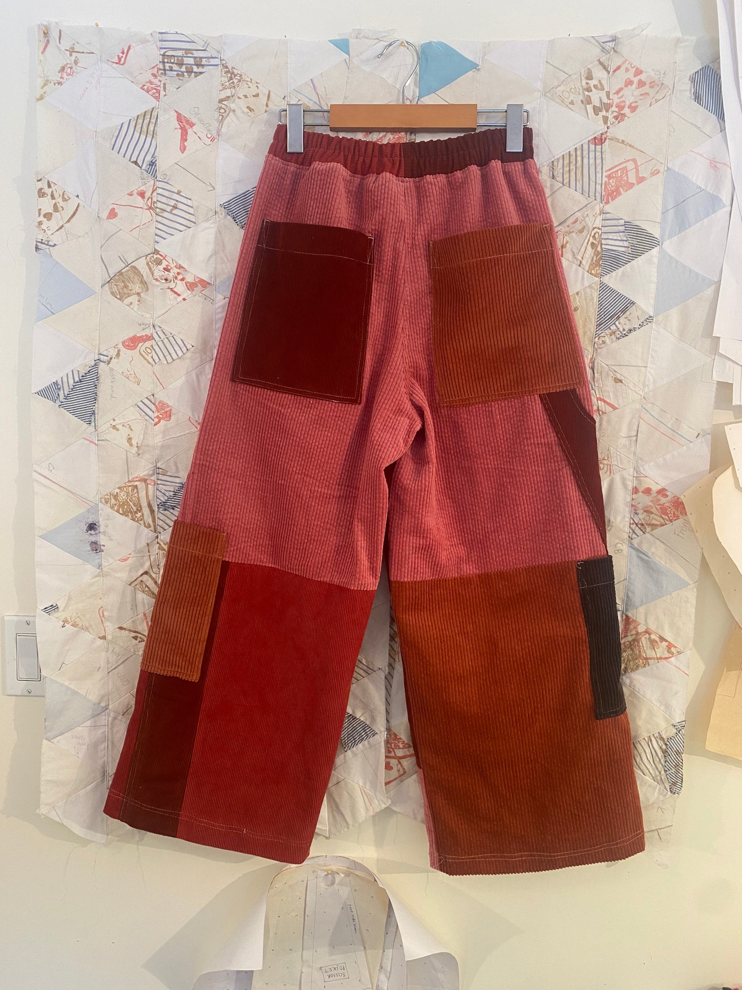 Corduroy Patchwork Pocket Pants - Small