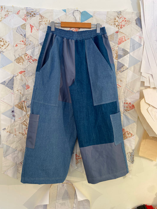 Denim Patchwork Pocket Pants - Large