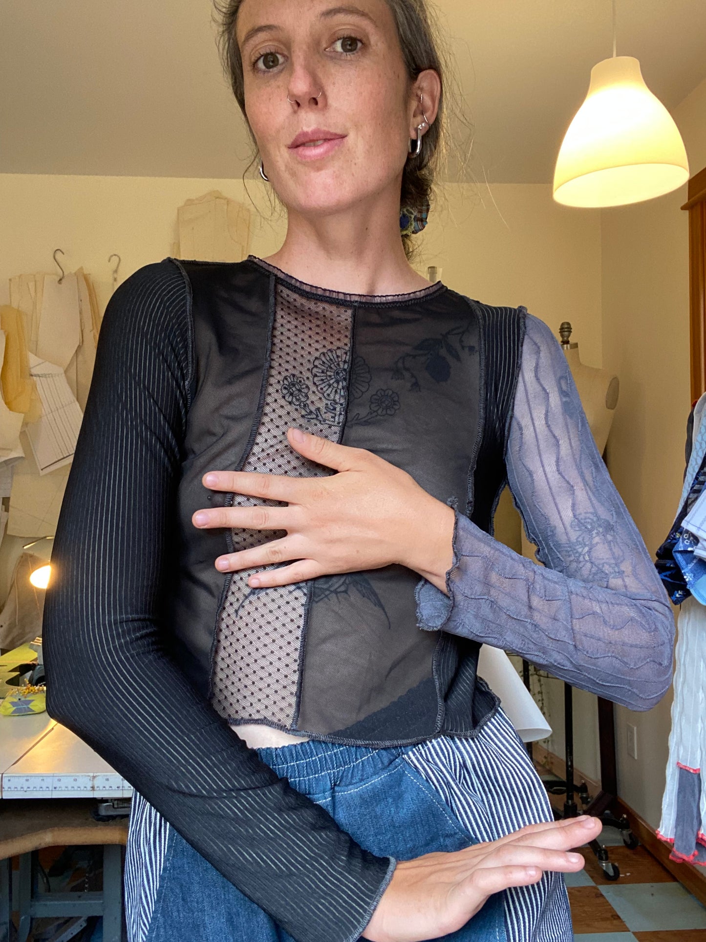 Mesh Longsleeve - Patchwork - S