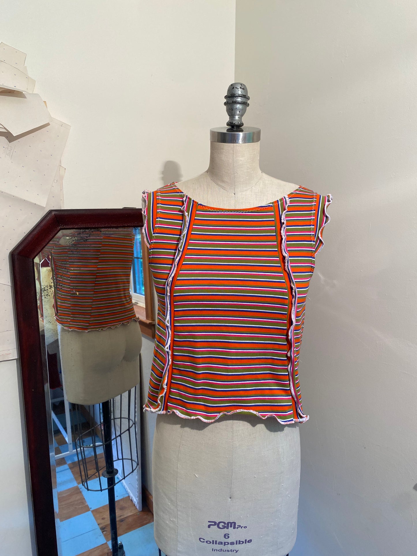 Daisy Tank - Tangerine Stripes