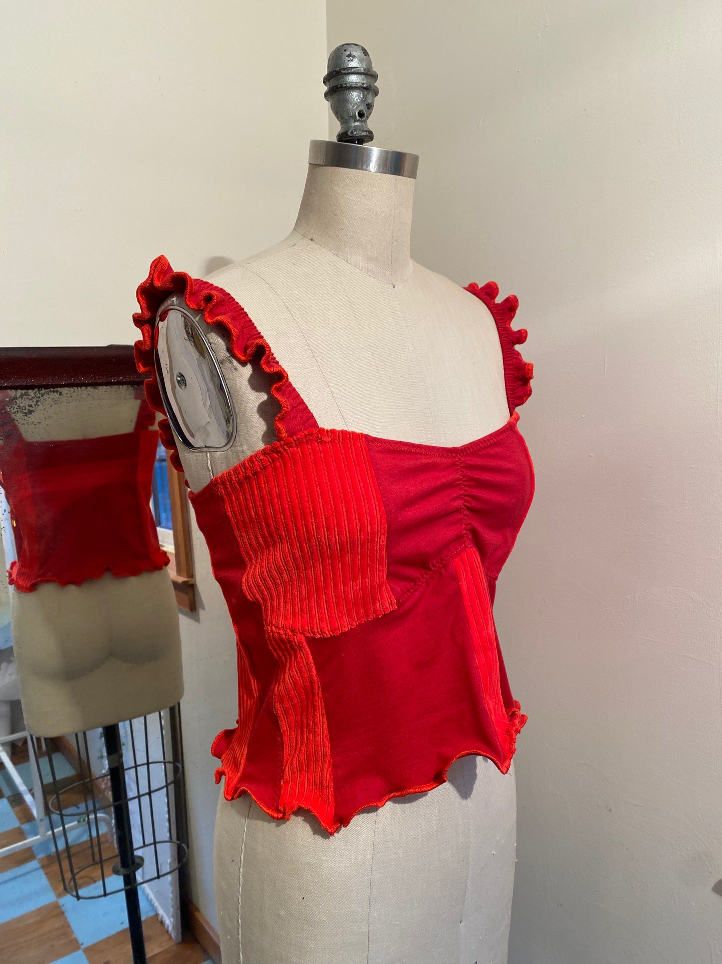 Iris Top - Red Scarlet Patchwork