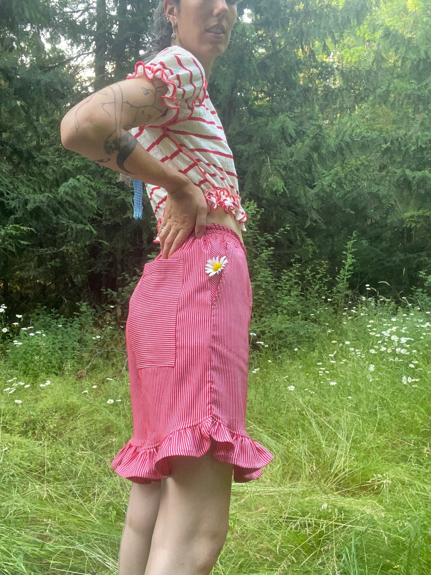 Butterfly Shorts - Red Stripes