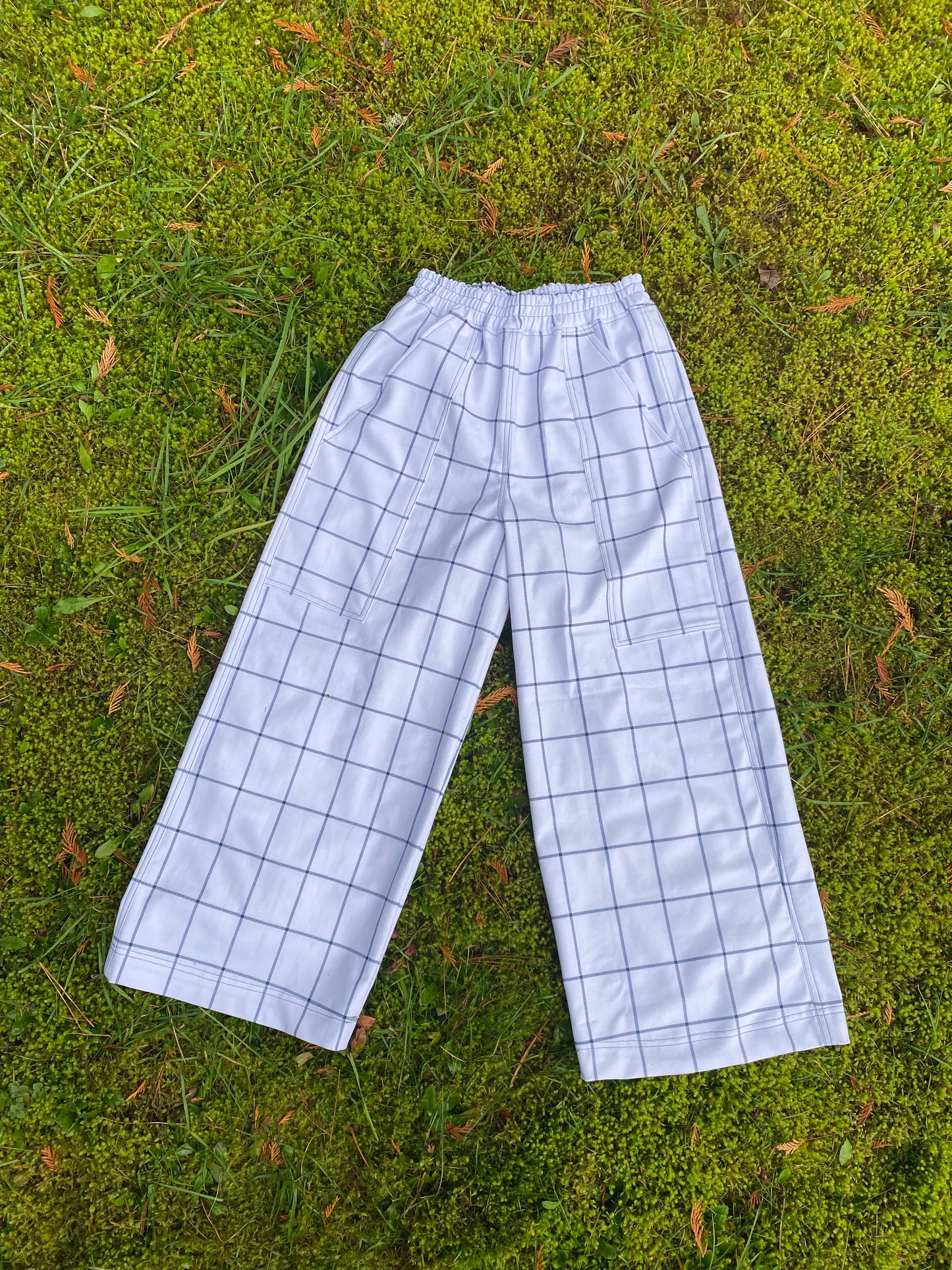 Channing Pant - White Plaid Denim