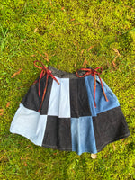 Patchwork Pleated Skirt - Denim