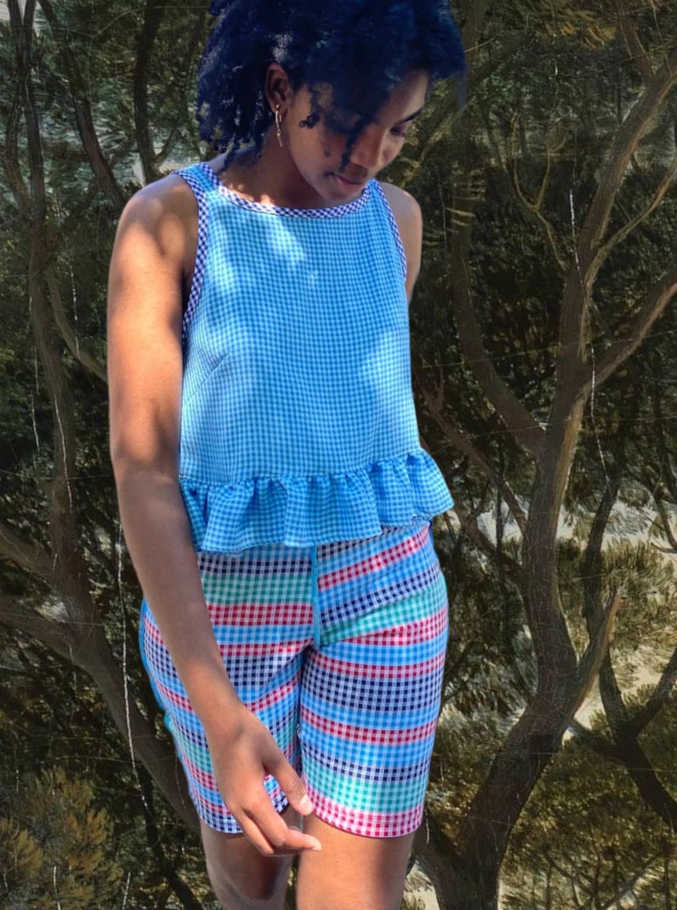 Multicolor Gingham Bike Shorts - S, L