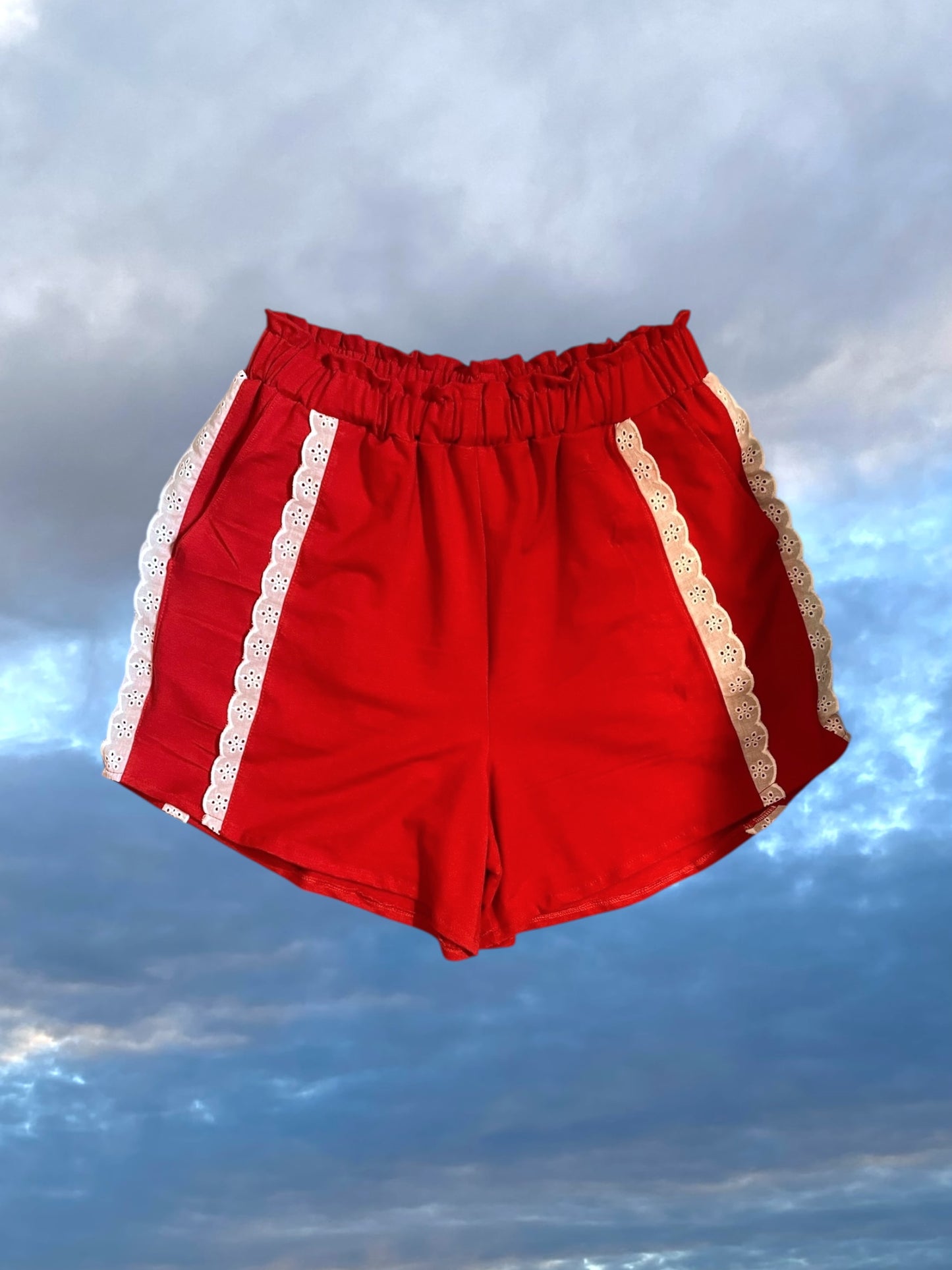 Summer Camp Shorts - Red Jersey + Lace