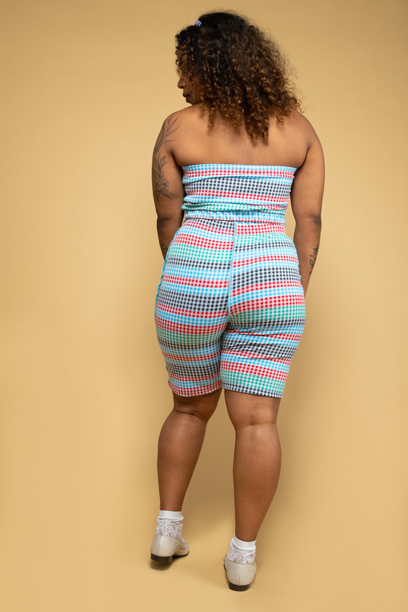 Multicolor Gingham Bike Shorts - S, L