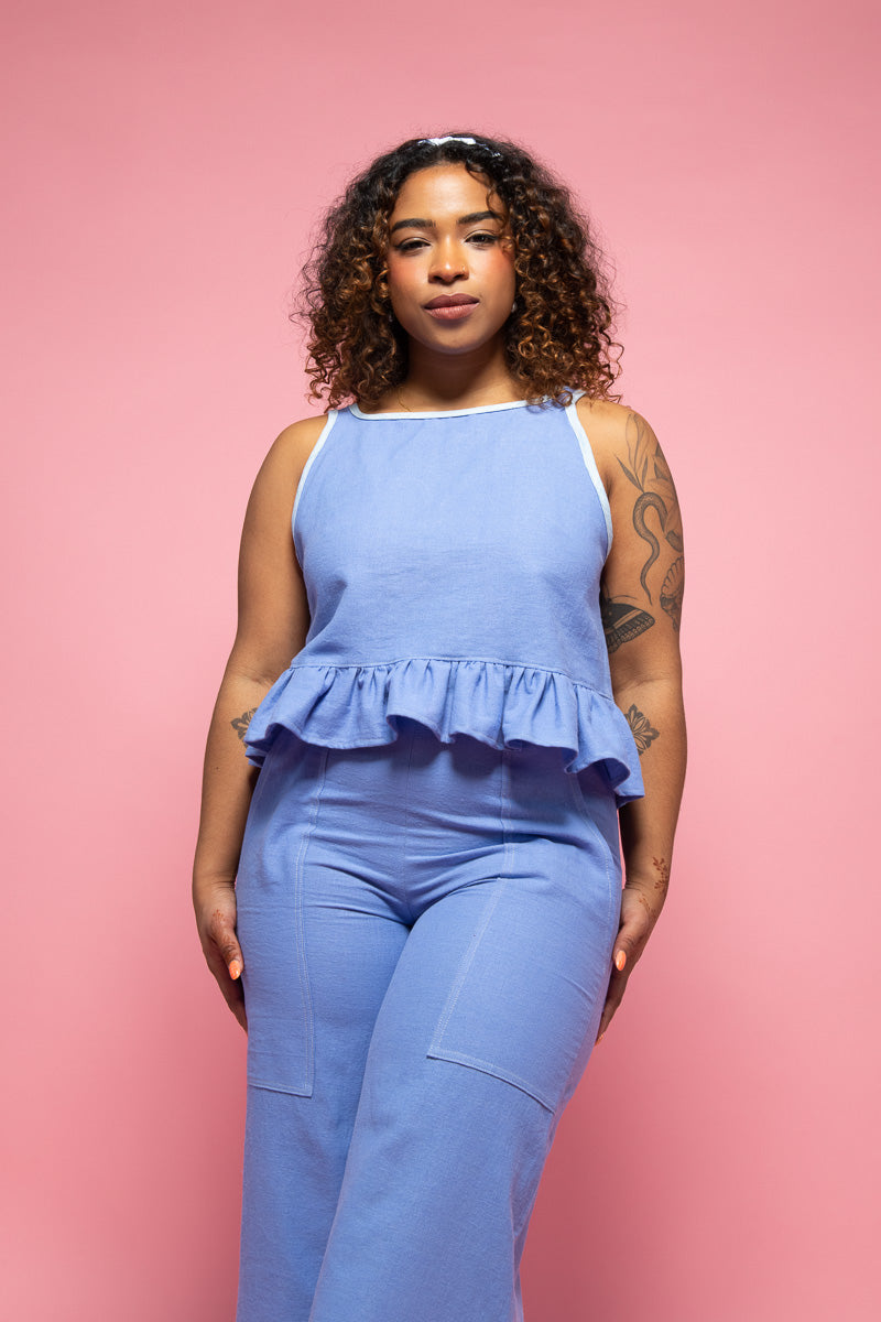 Periwinkle Linen Channing Pants