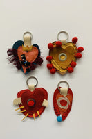 Set of 4 Leather Hearts Keychains