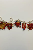 Set of 4 Leather Hearts Keychains