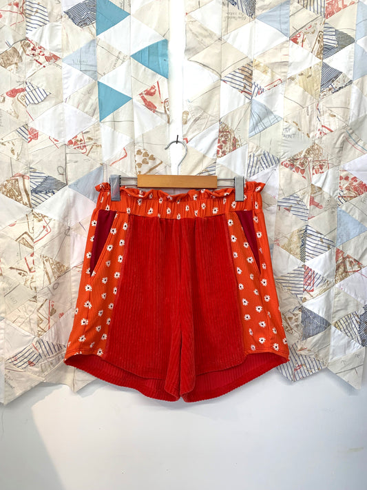 Tomato Red Ruffle Shorts -S, M, L